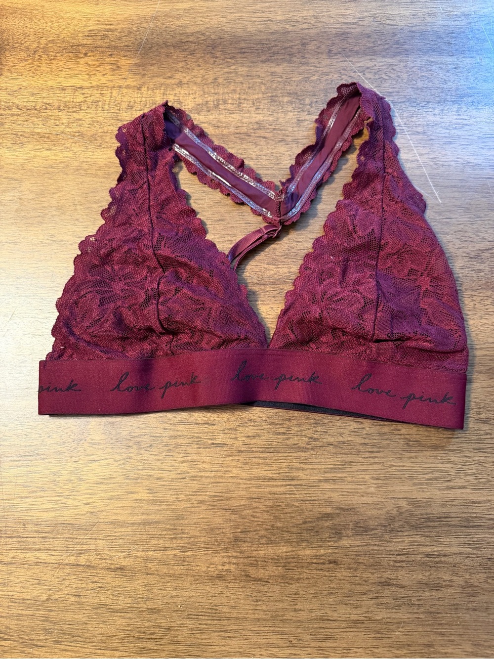 PINK Victoria's Secret Lace Bralette - Burgundy Wine